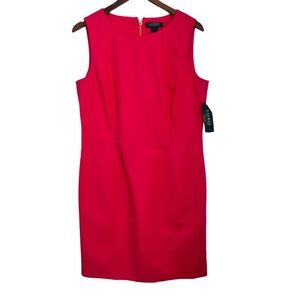 Lauren Ralph Lauren Sleeveless Sheath Dress in Grapefruit Pink Size 14